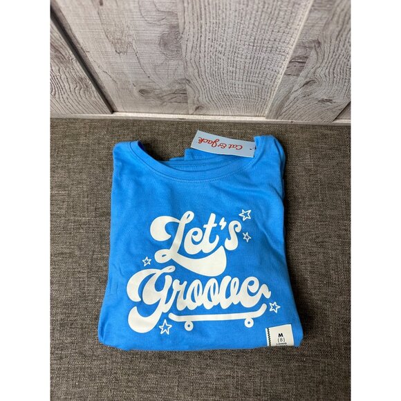 Girls Long Sleeve Let's Groove Graphic T-Shirt  Cat & Jack Bright Blue M - Picture 3 of 5